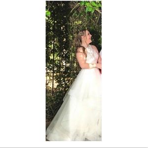Selling a beautiful white Alyce Paris prom dress!